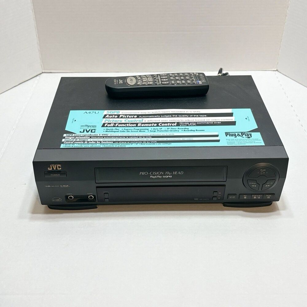 JVC HR-A47U 4-Head VHS VCR Player SQPB Pro-Cision TESTED Works W/ Remote